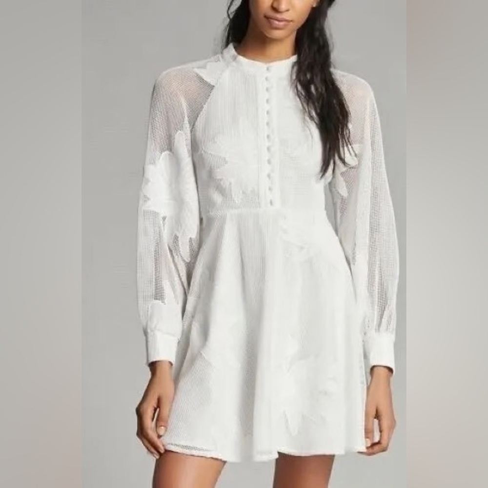 Mare Mare Anthropologie Sabine Dress - White Net Floral Lace Size XSMALL